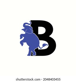 logo letter b with icon elephant stand up vector design
