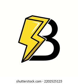 letra de logotipo b con diseño de vector flash de icono