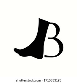logo letter b with icon foot vector design