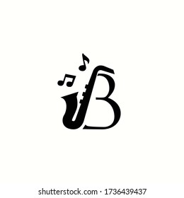 logo letter b with icon jazz music vector design