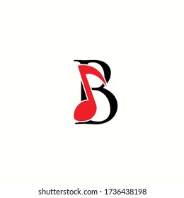 letra de logotipo b con icono no diseño de vector de música