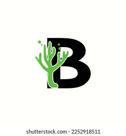 logo letter b with icon seaweed vector design