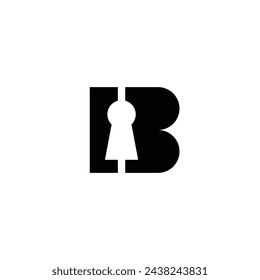 Logo letter B key hole with blank background