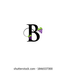 Logo letter B with a leaf and grapes