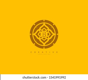 Logo Letter B Minimalist Monogram Mandala Vector
