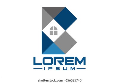 letra de logotipo b icono de arquitectura cuadrada de mosaico