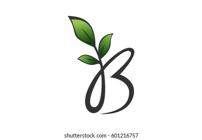 logo letter b natural leaf icon