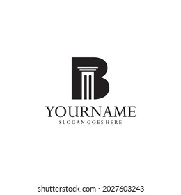 logo letter B and pillars. Abstract combination of pillars in letter B negative space concept. Suitable for legal businesses, lawyers, law offices, legal consultants and others