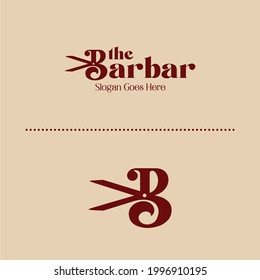 Logo letter B scissor for Barbar and tailor