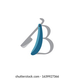 logo letter b with Shaver barbe vector design
