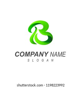 logo letter b, logo with a simple look, logo letter b with a greening symbol + the initials of the company are environmentally friendly