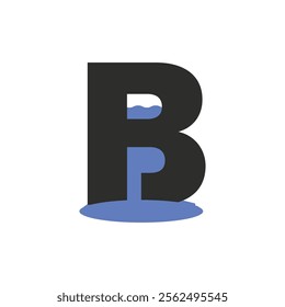 Logo letter B water leaked unique design minimalist with blank background