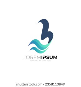Logo letter B and wave design template, beach logo, wave and B logo