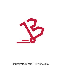 logo letter b which was moved by using a cart