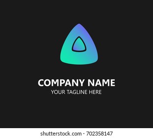 The logo of the letter A with a beautiful gradient aqua blue to purple triangle