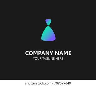 The logo of the letter I with a beautiful gradient aqua blue to purple