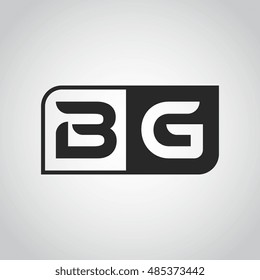 Logo letter BG with two different sides. Negative or black and white vector template design