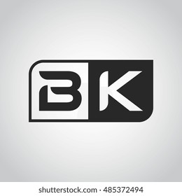 Logo letter BK with two different sides. Negative or black and white vector template design