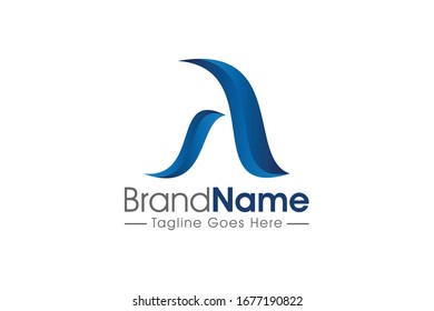 logo letter a blue ribbon