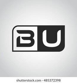Logo letter BU with two different sides. Negative or black and white vector template design