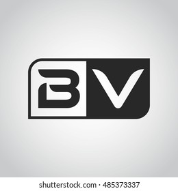 Logo letter BV with two different sides. Negative or black and white vector template design