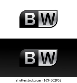 Logo letter BW with two different sides. Negative or black and white vector template design vector