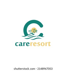 The logo with the letter C above the sea gives a beach holiday feel