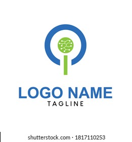 logo letter i ,letter c blue and green