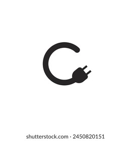 Logo letter C cable adapter with blank background