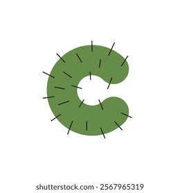 Logo letter C cactus unique design cute with blank background
