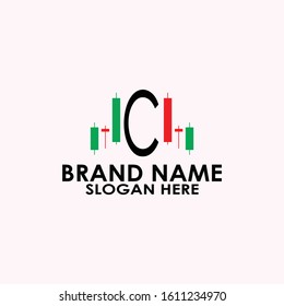 logo letter c candel trading vector design