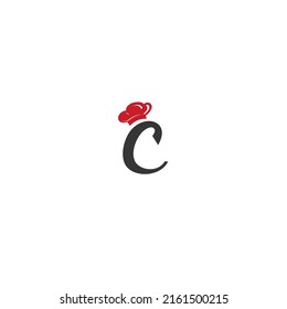 Logo of Letter c and chef hat symbol isolated on white background for Chef or food industry. Vector illustration flat design.