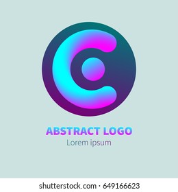 Logo letter c in circle. Gradient blue and pink icon communication 3D  isolated. Vector illustration