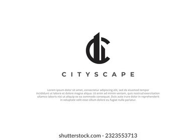 letra de logo c ciudad paisajismo negocios modernos