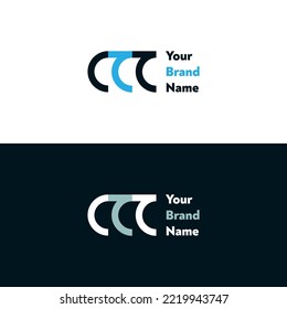 logo letter c or ct or ctt tech monogram style