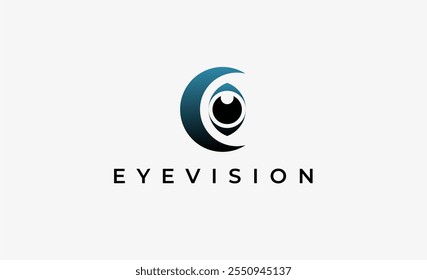 Logo Letter C and Eye Vision. Digital, visual with modern and minimalist concept. Editable file.