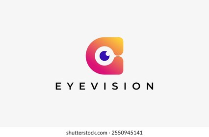 Logo Letter C and Eye Vision. Digital, visual with modern and minimalist concept. Editable file.