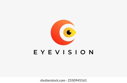 Logo Letter C and Eye Vision. Digital, visual with modern and minimalist concept. Editable file.