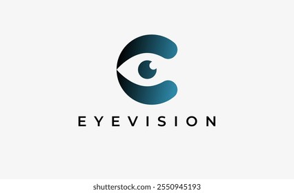 Logo Letra C y Visión ocular. Digital, visual con concepto moderno y minimalista. Archivo editable.