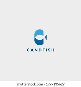 logotipo letra C pescado, diseño moderno concepto inicial C y pescado.