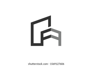 logo letter C A flat line architecture building logo