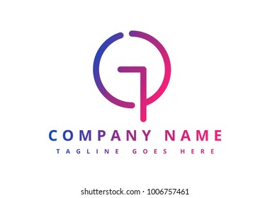 Letra con logotipo c g y línea circular p