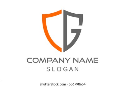 logo letter c and g shield icon in simple line