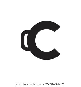 Logo letter C glass cup or pot unique design minimalist with blank background