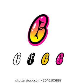 Logo letter C, graffiti alphabet font, set of four different art symbol for your brand name design, vector illustration 10 EPS