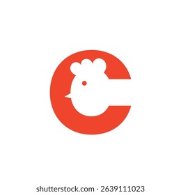 Logo letter C head chicken isolated unique design