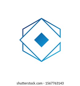 logo letter c hexagon line vector