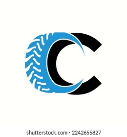 logo letter c with icon car tires vector design