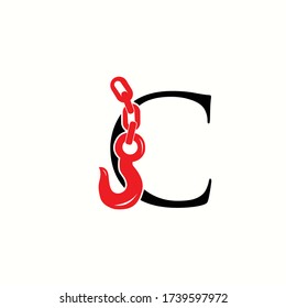 logo letter c with icon crane  vector design