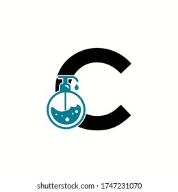 logo letter c with icon hand sanitizer vector design
